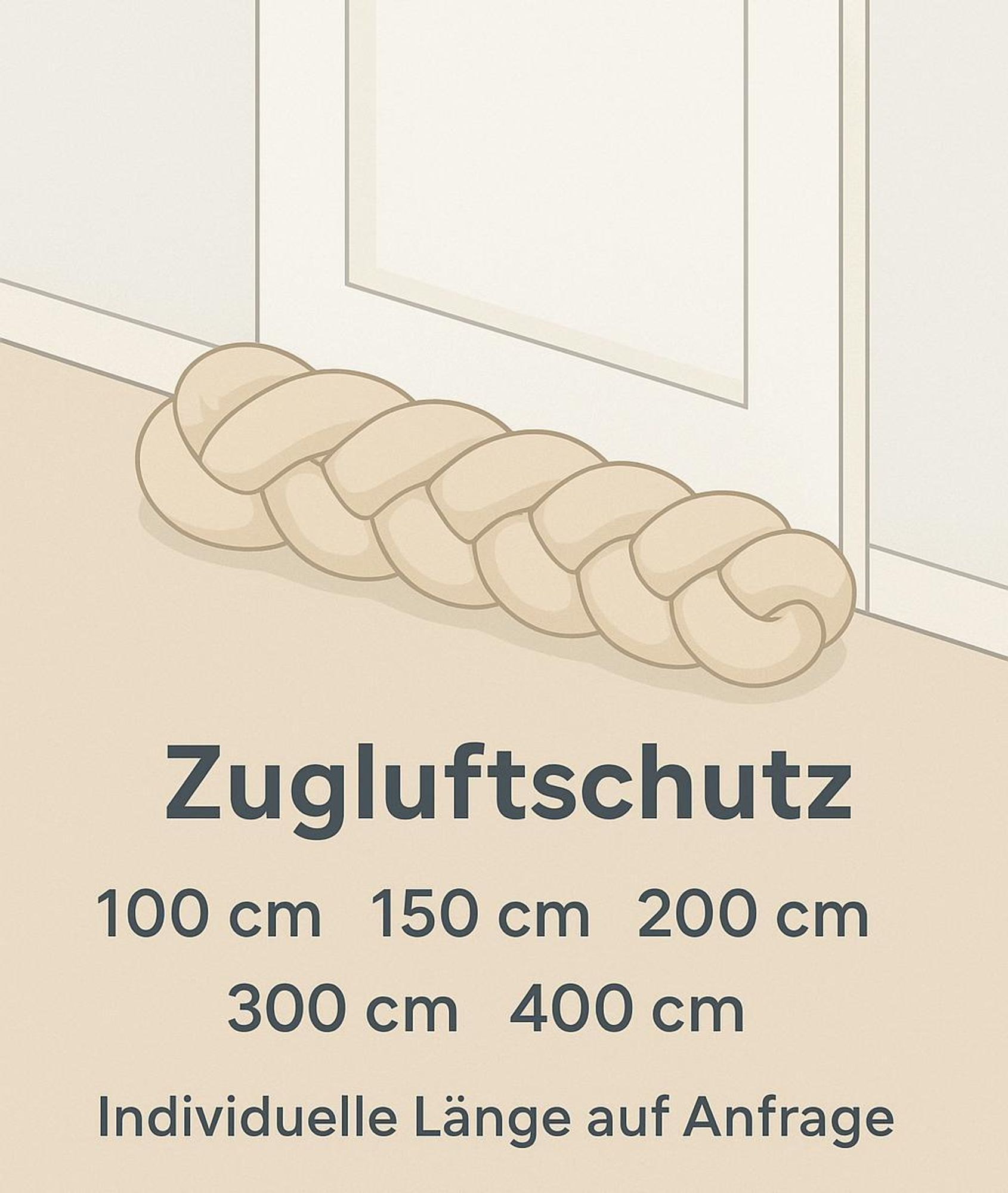 Geflochtene Bettschlange aus VELOURS SAMT Beige