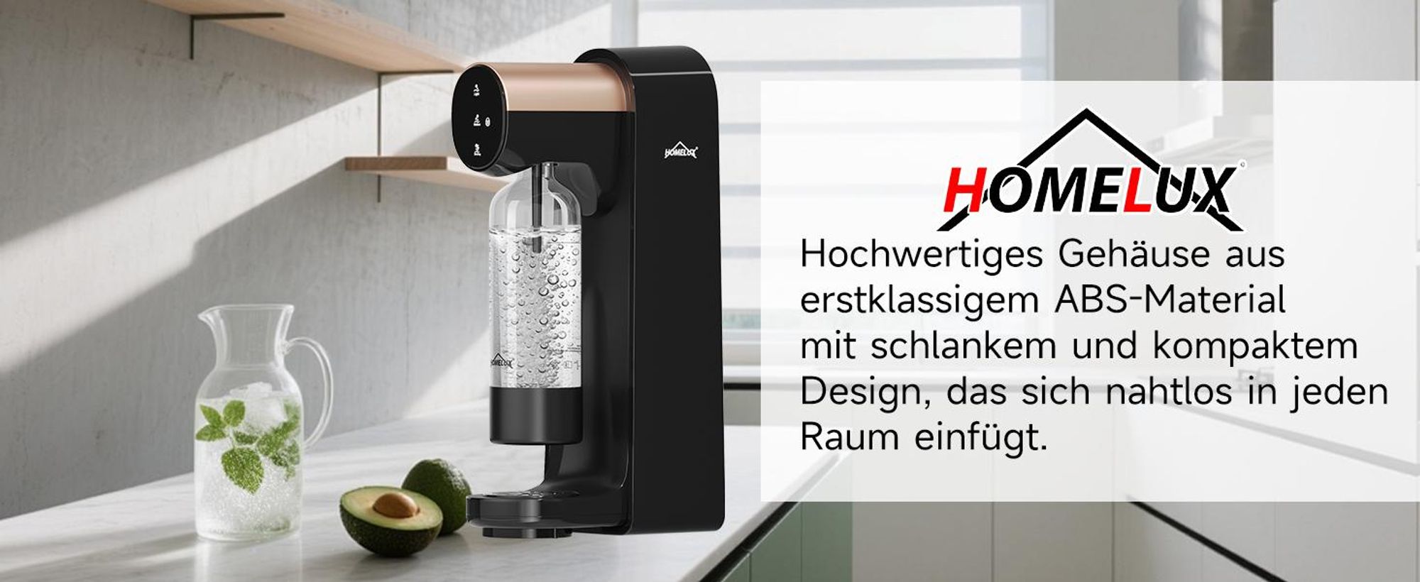 Wassersprudler, Elektrischer Sprudelwasser Maschine mit 1 PET-Flasche, Soda Maker, Wasser Sprudel GeräT, Water Carbonator, Touchscreen,3-stufig