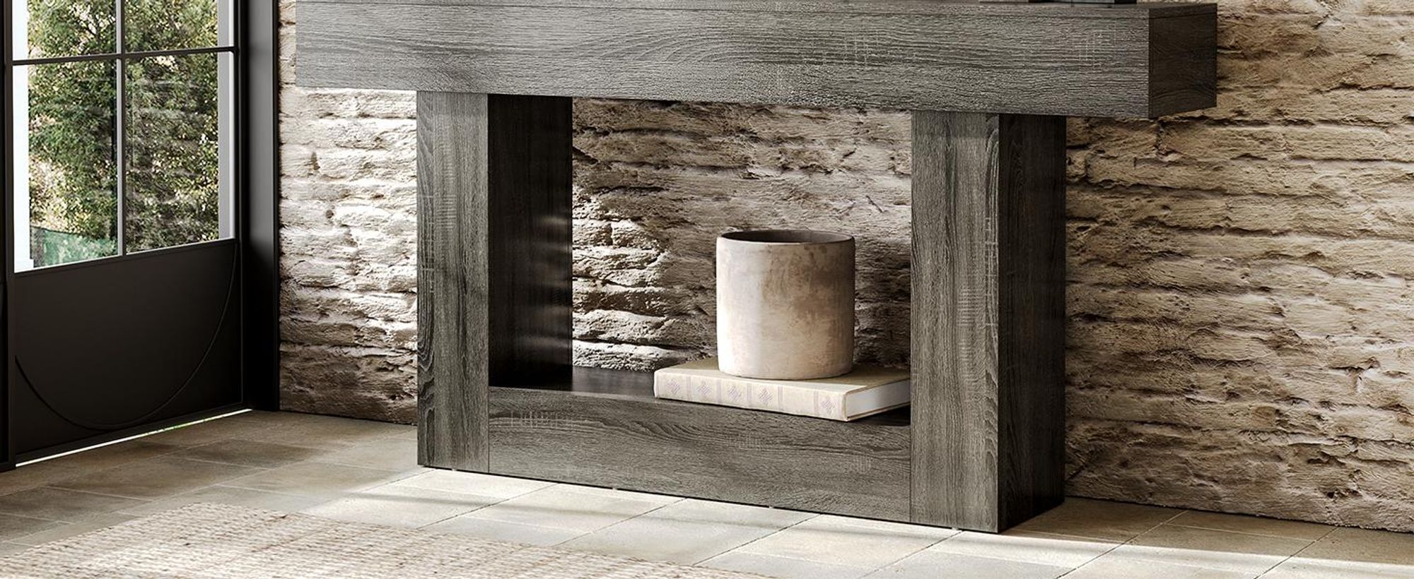 Wanbor 160 cm langer Konsolentisch, 2-stöckiger Eingangstisch, Sofatisch mit Stauraum, Bauernhaus-Holz Tisch hinter dem Sofa für Wohnzimmer, Flur