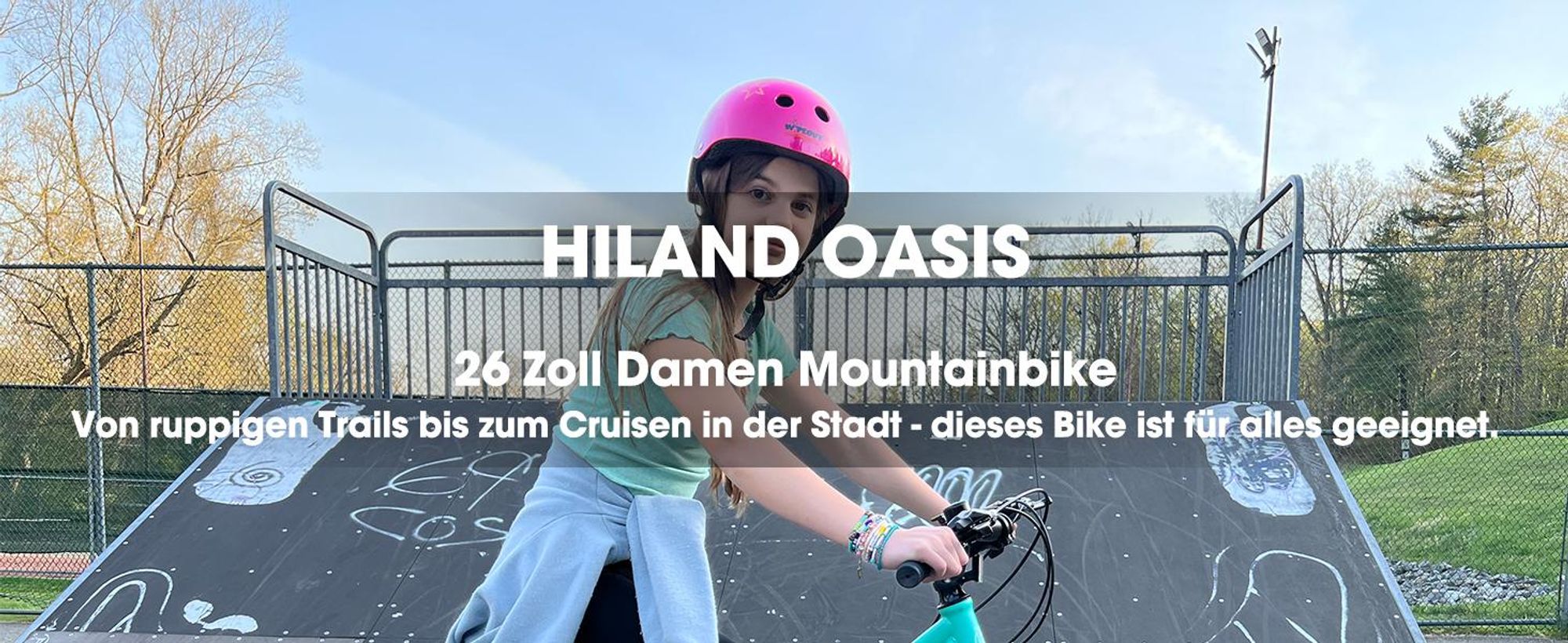 Hiland 26 Zoll Damen Mountainbike, 18 Gänge Federgabel MTB mit 18-Gang-Getriebe und gefederte Vorderradgabel, doppelte mechanische Scheibenbremsen