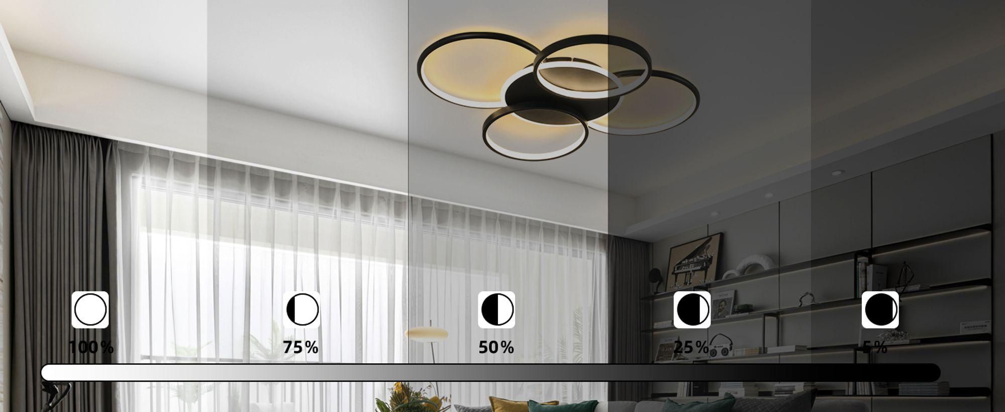 ZMH lampa sufitowa LED lampy sufitowe 70W salon lampa salonowa ściemnialna z pilotem 5 pierścieni czarna lampa sypialniana oświetlenie sufitowe