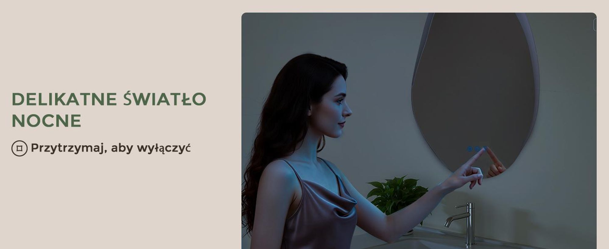 S'AFIELINA Lustro Łazienkowe LED 48 × 72 cm, Podświetlane, Asymetryczne,3 barwy światła, regulacja jasności, funkcja przeciwmgielna i pamięć ustawień