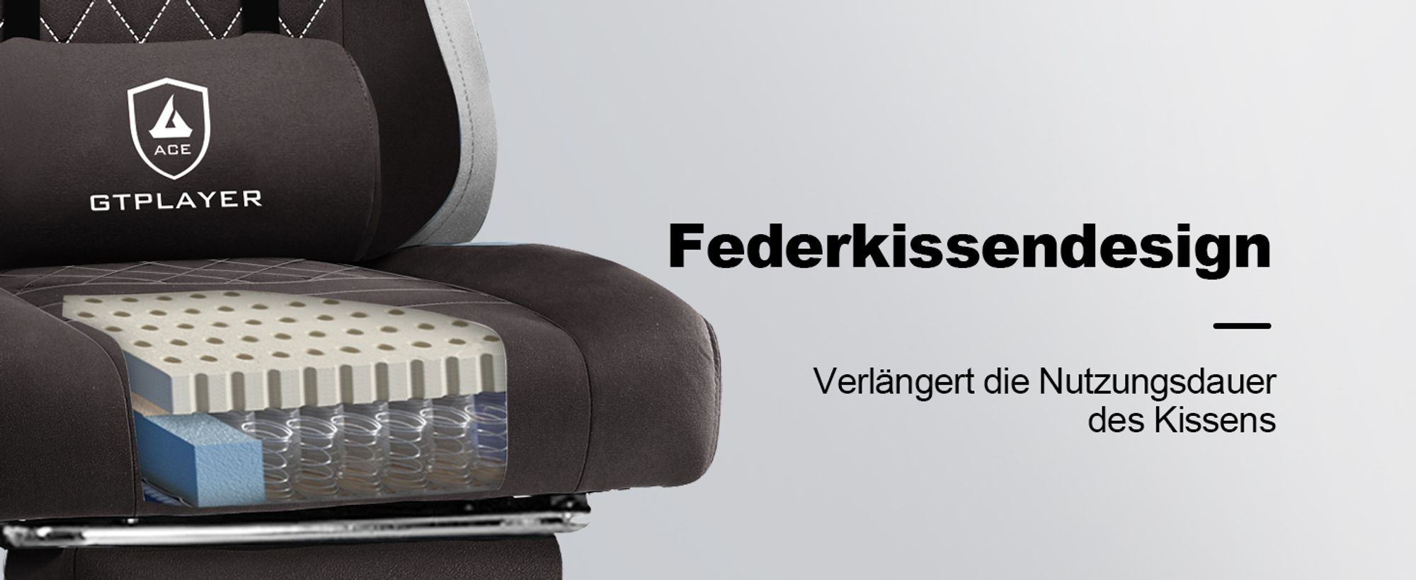 PLAYER Gaming Stuhl Ergonomischer Gaming Sessel Schreibtischstuhl PC Gamer Racing Stuhl mit Stoffoberfläche, Federsitzkissen, Verbindungsarmlehnen