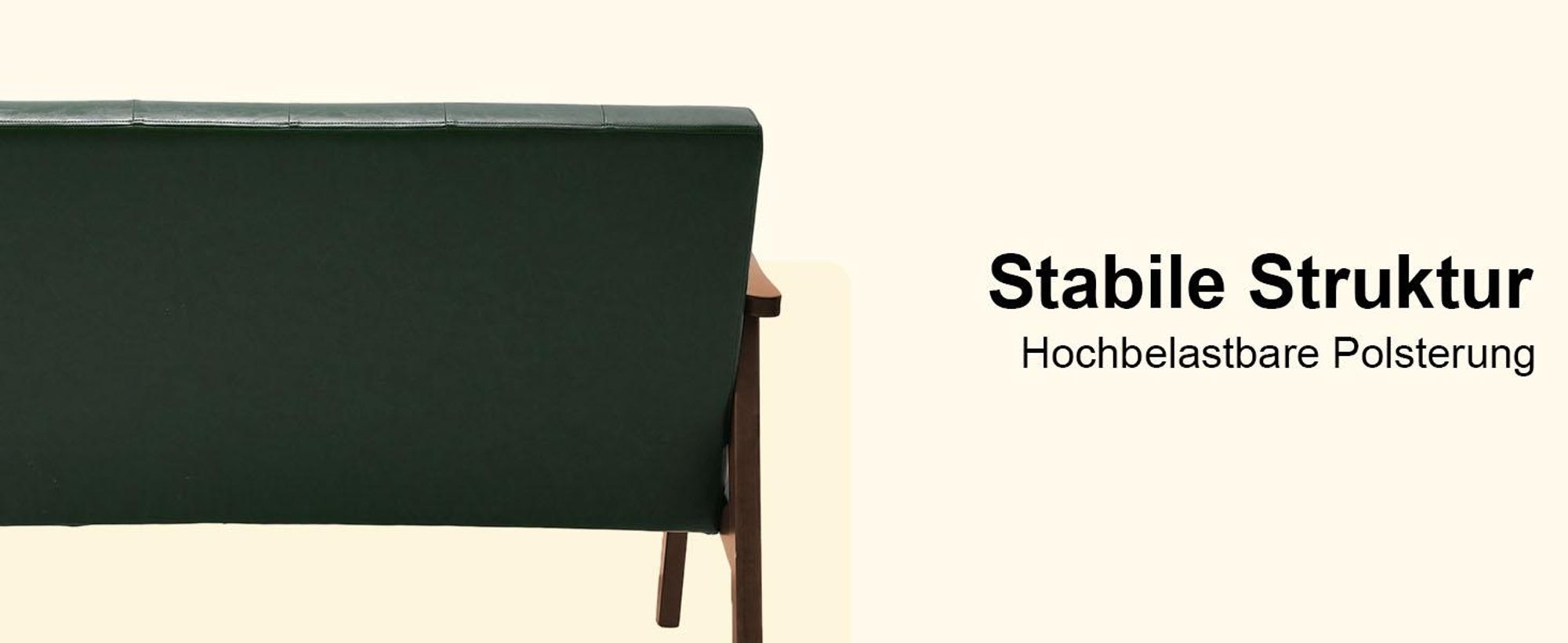 2-Sitzer skandinavisches Sofa aus Kunstleder, mit Armlehnen, Massivholzrahmen, für Wohnzimmer/Schlafzimmer/Büro, Traglast 240 kg, 124×74×75 cm, Dunkel