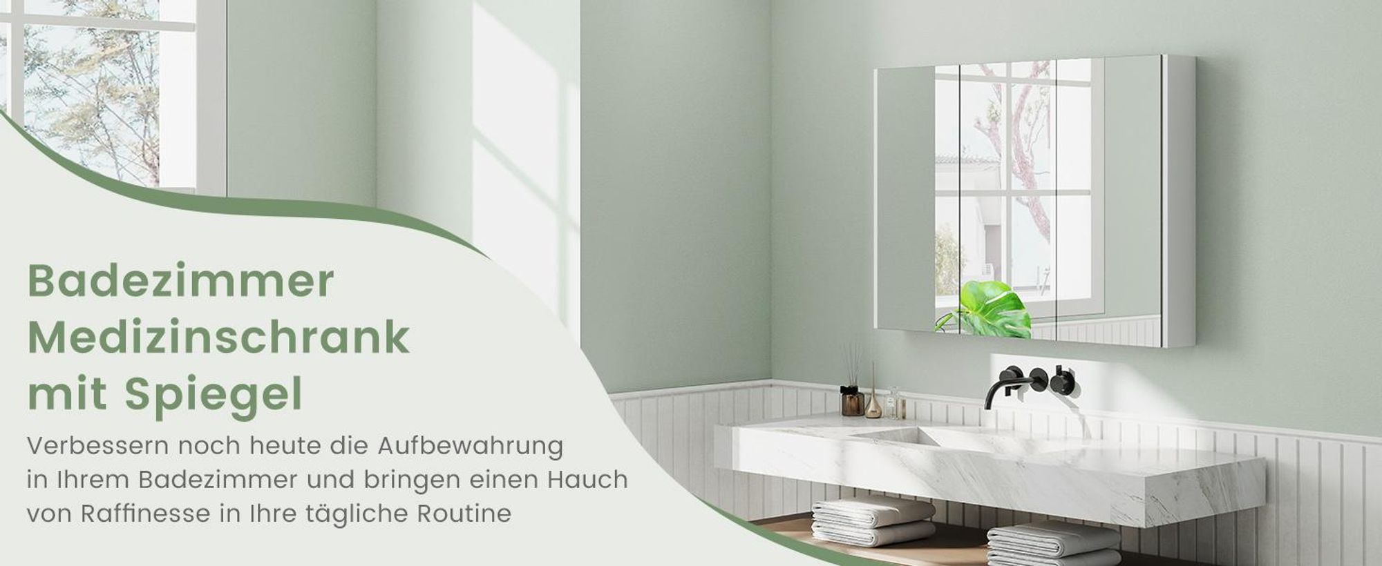 COSTWAY Spiegelschrank Badezimmer, Badezimmerspiegel mit Ablagen, Badezimmerspiegelschrank, Wandschrank mit Spiegel, Hängeschrank, 90 x 11 x 65 cm