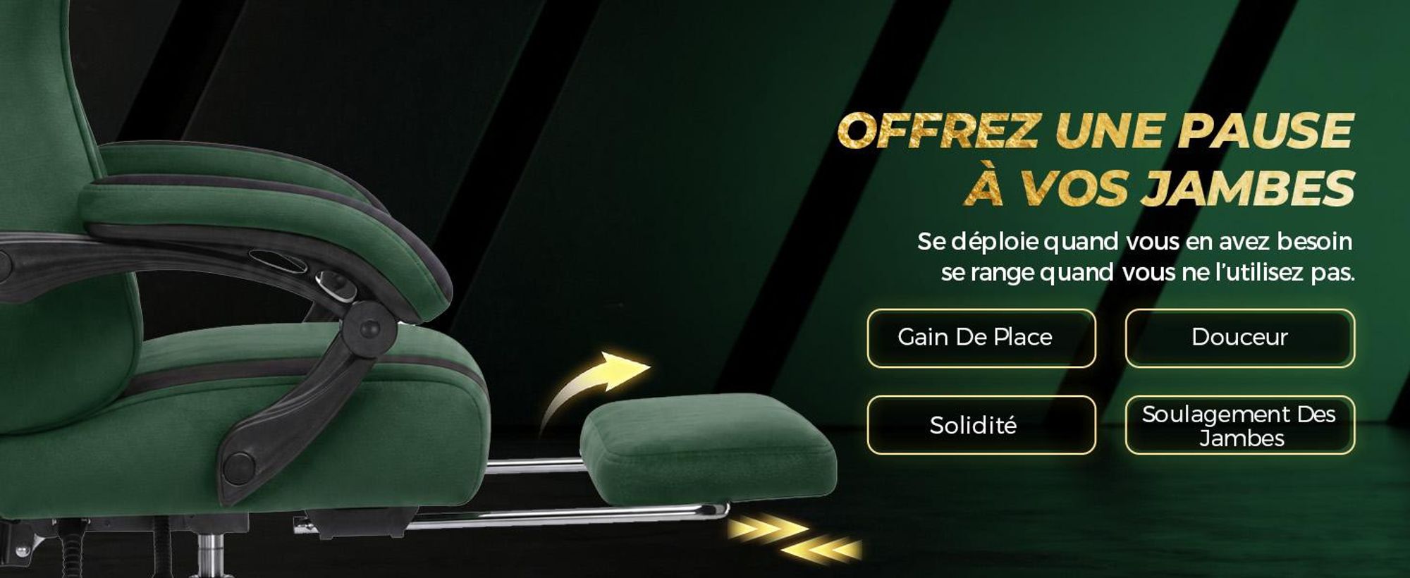 Chaise de gaming GTPLAYER, ergonomique, avec revêtement en tissu, coussin de siège à ressort, accoudoirs réglables et repose-pieds, capacité de poids de 150 kg, couleur : gris