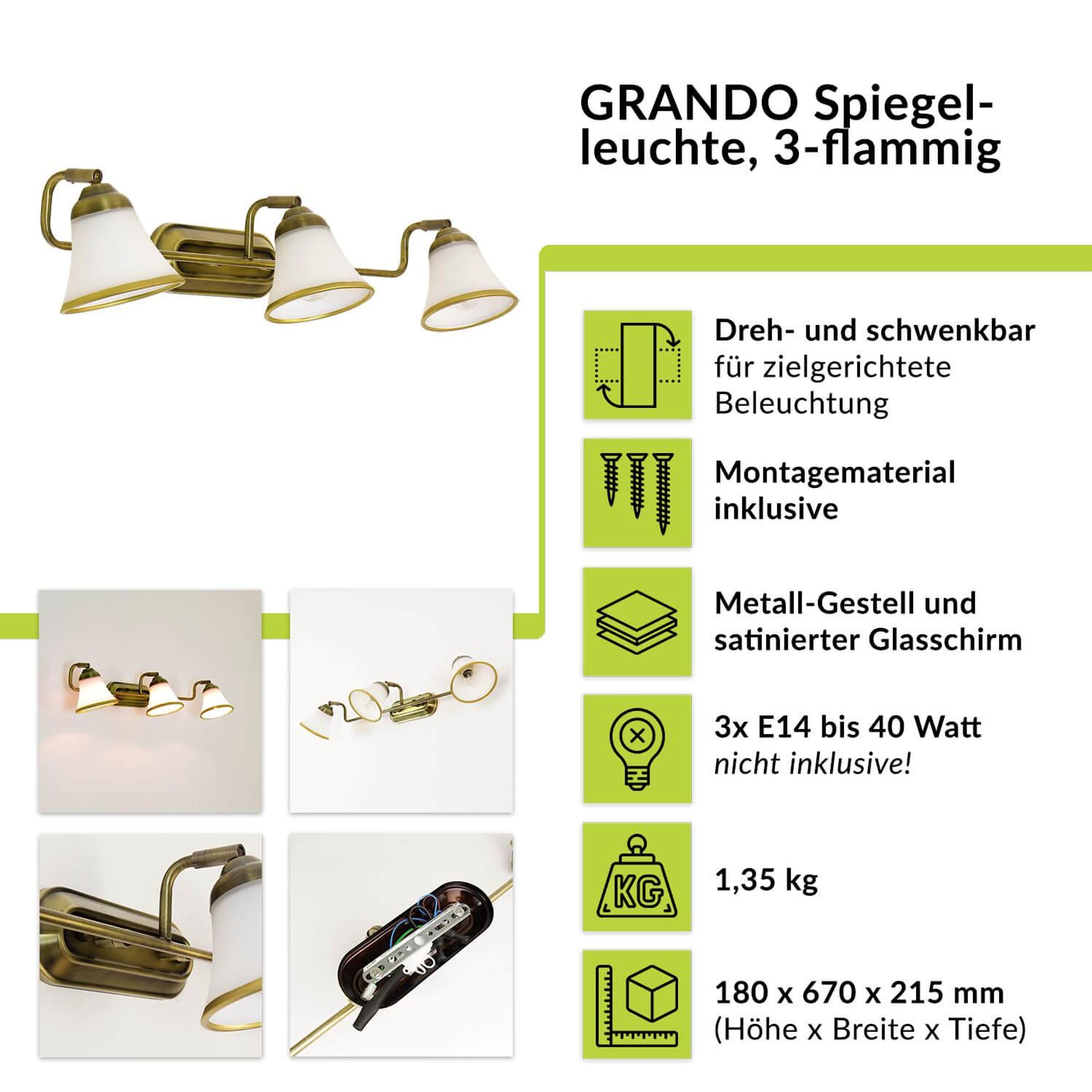 Highlights der GRANDO Wandleuchte für Innen