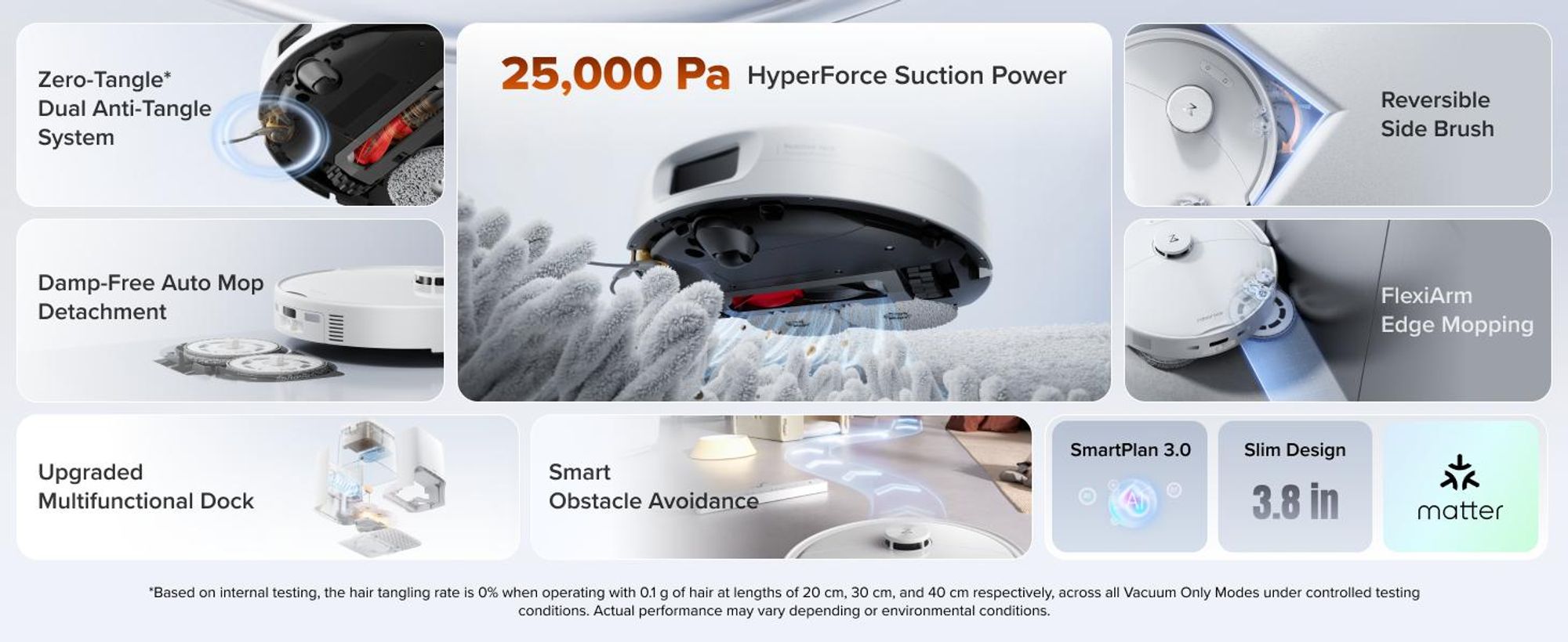 roborock Qrevo 2 Pro Set Saugroboter mit Wischfunktion, 25.000 Pa Saugkraft, Anti-Tangle-System, 75°C Heißwasser-Moppwäsche FlexiArm-Kantenwischsystem