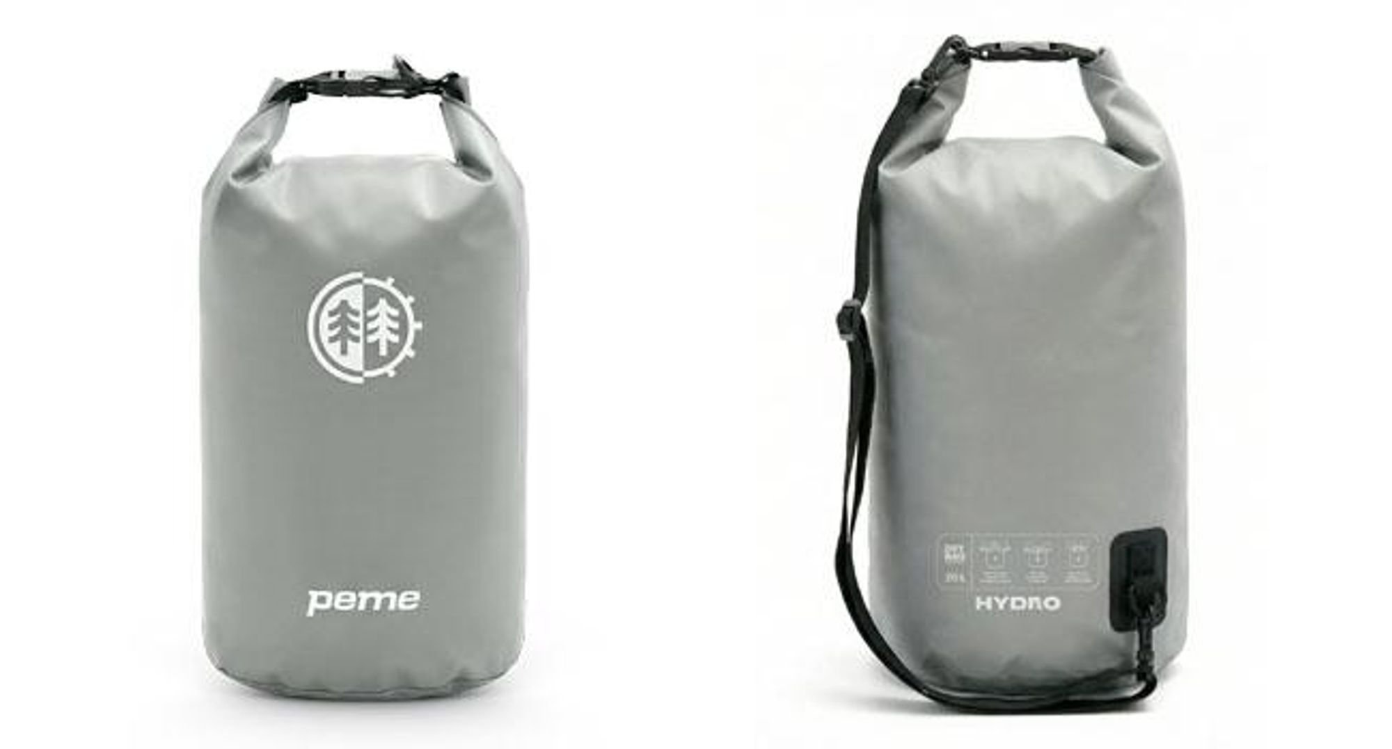 PEME Hydro Dry Bag 20L Wasserdichter Packsack Wasserdichte Tasche Wasser Rucksack für SUP Kajak Kanu Water Proof Bag Nassbeutel Schwimmbeutel Grau