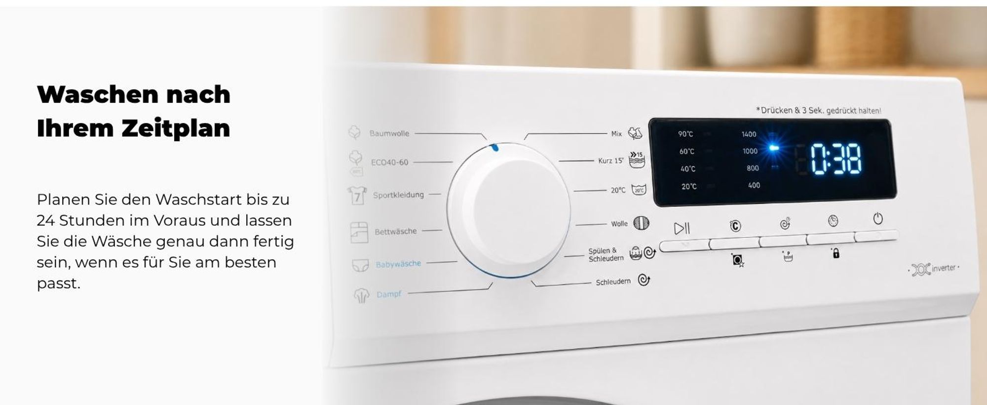 Exquisit Waschmaschine 7kg, Energieeffizienzklasse A, max. 1400 U/Min, Kurz -Mixprogramm, Startzeitvorwahl, 12 Waschprogramme, WA57014-020A weiss