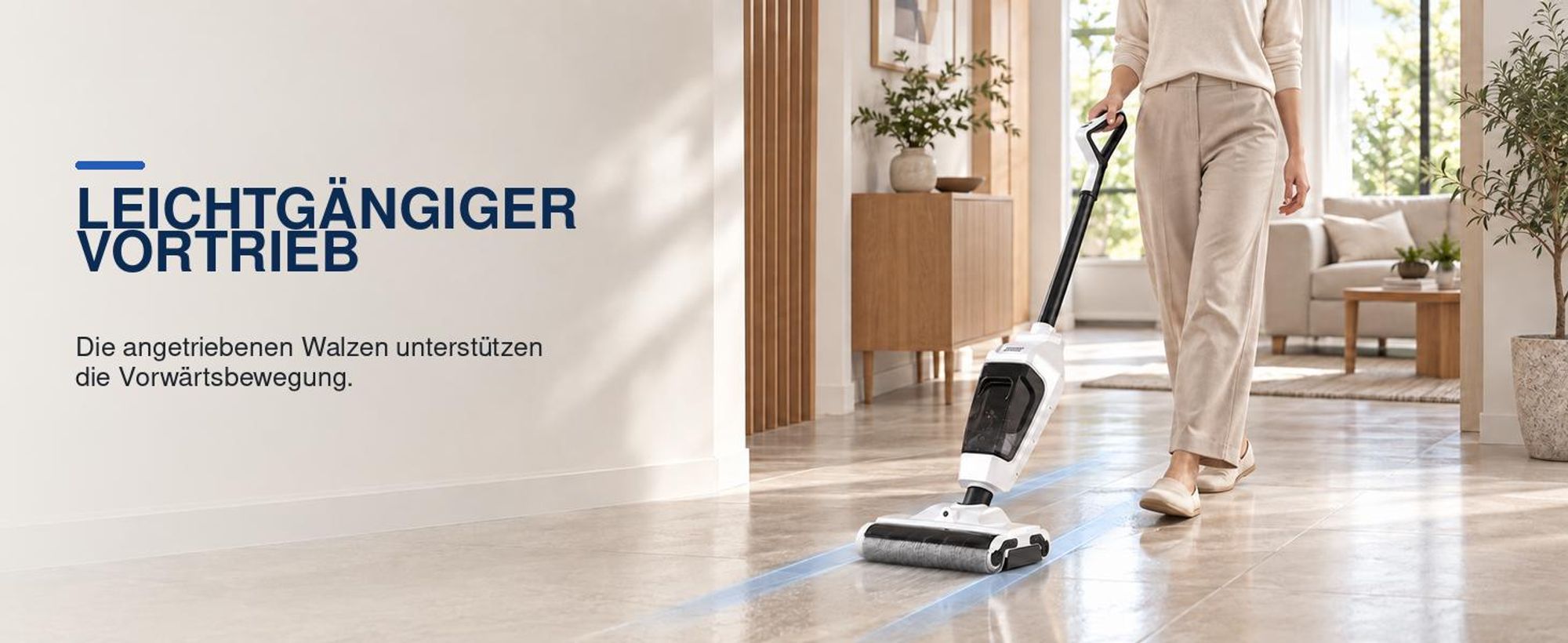 3-in-1 Akku-Wischsauger,Nass- und Trockensauger mit Doppelwalze, bis zu 60 Min. Laufzeit,beidseitige Kantenreinigung,Selbstantrieb und Selbstreinigung