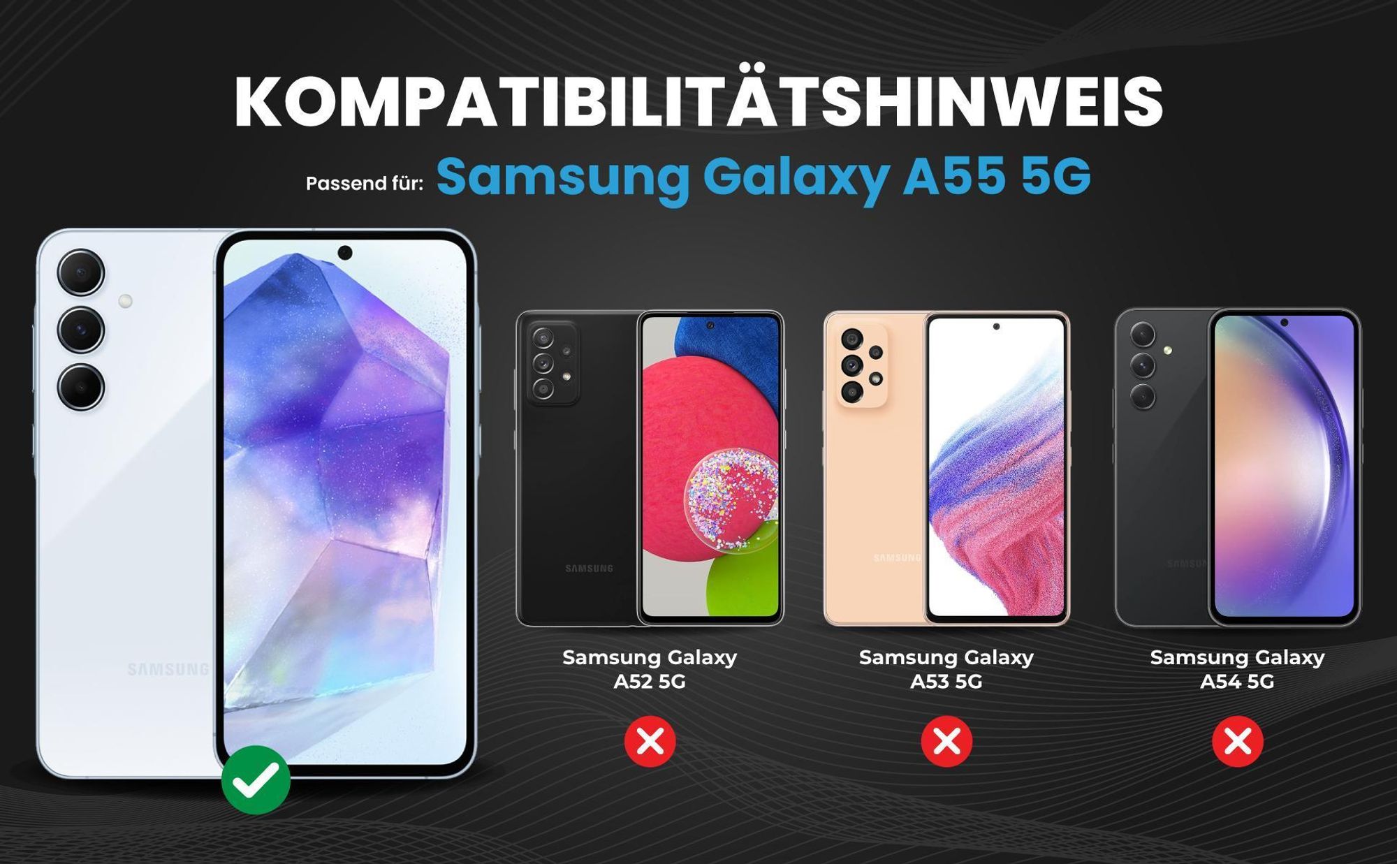 Kompatibilitätshinweise Hülle für Samsung Galaxy A55 5G