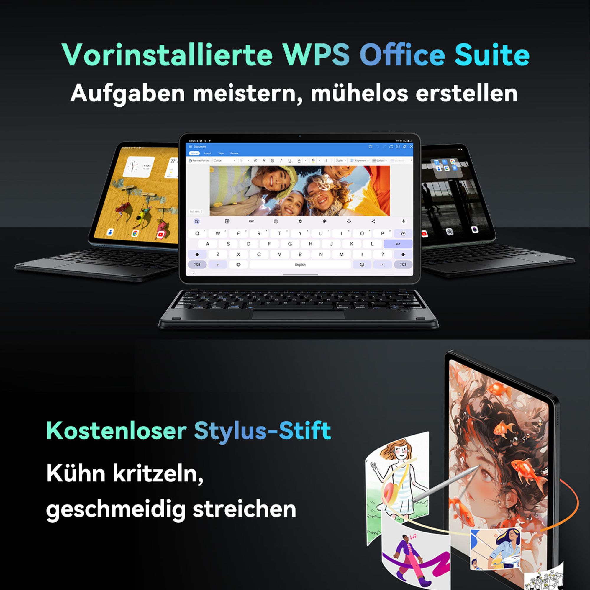 Blackview Mega2,12 Zoll, 2K Display, 2025, FHD Tablet, 24(8+16) GB+256GB 2TB Erweiterbar, Dual 4G, 5GWiFi, 9000mAh, 2025 Android 15, Widevine L1