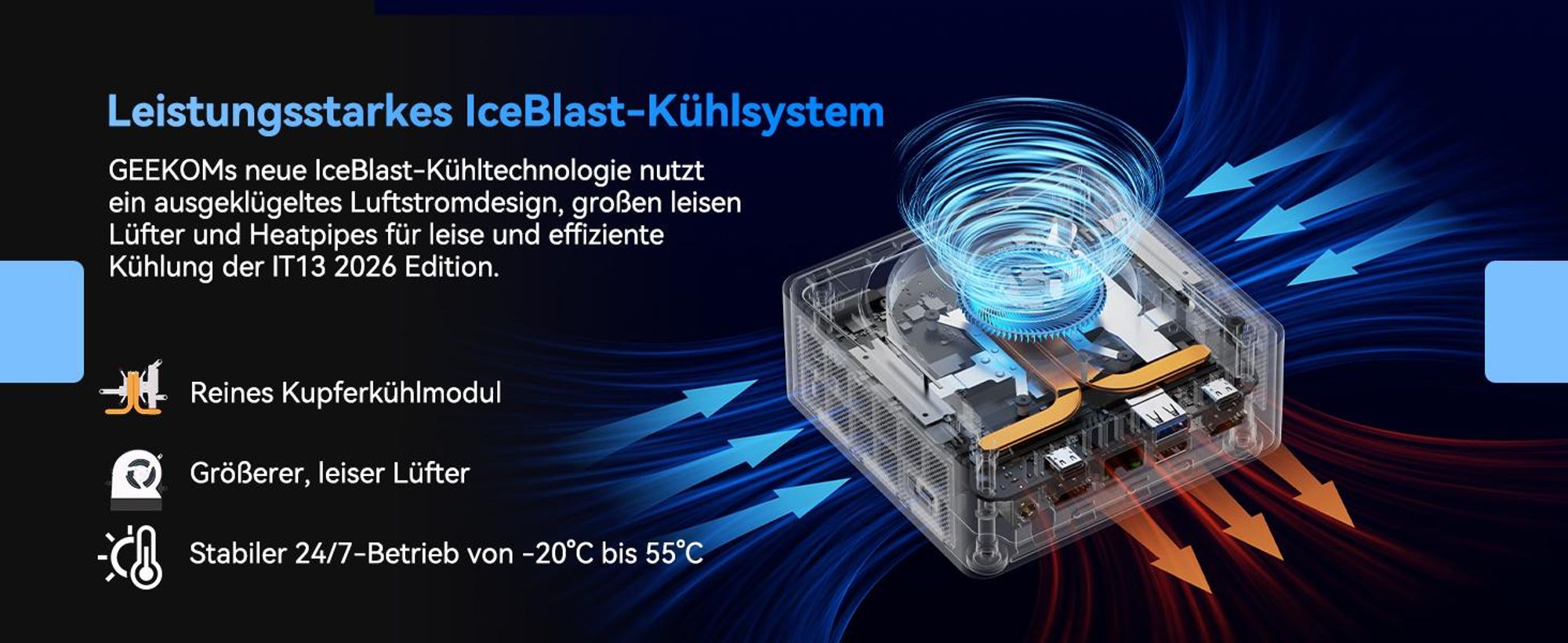 GEEKOM IT13 Mini PC, Intel i5-13600H, 16GB RAM & 1TB SSD, aufrüstbar, 4 Displays bis 8K, 2× USB4, IceBlast-Kühlung, vorinstalliertes System, für Büro