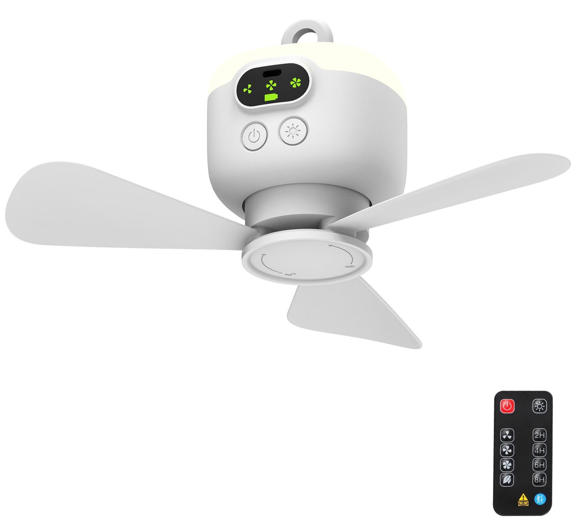 USB Ventilator mit Licht 8000mAh Akku Ventilator Hängender Fernbedienung Timer 4 Stufen Tragbare Camping Ventilator für Pavillon Wohnmobil Garten Zelt