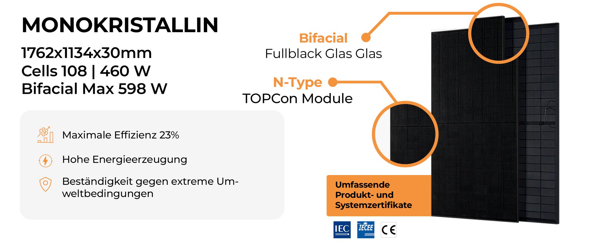 SolarModul 460W N-Type for 920W Balkonkraftwerk