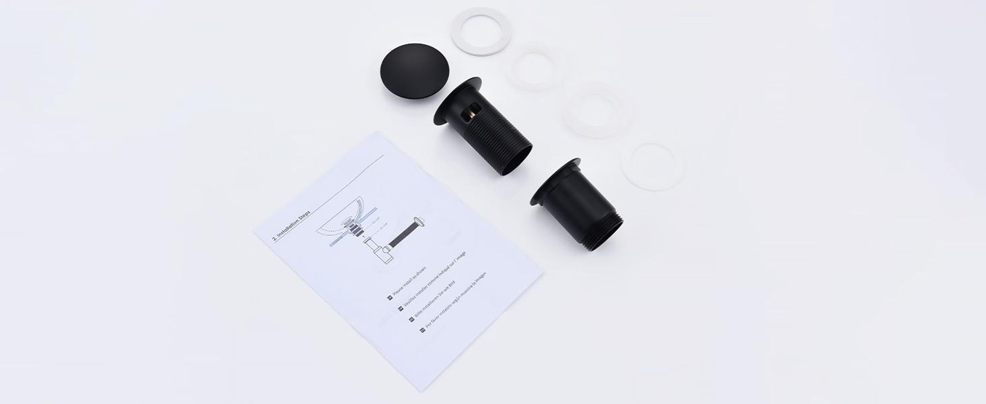 Homelody Wasserhahn Bad mit Pop-Up Ventil Messing Ablaufgarnitur,Schwarz Waschtischarmatur Wasserfall,Waschbecken Armaturen fur waschbecken,Edelstahl