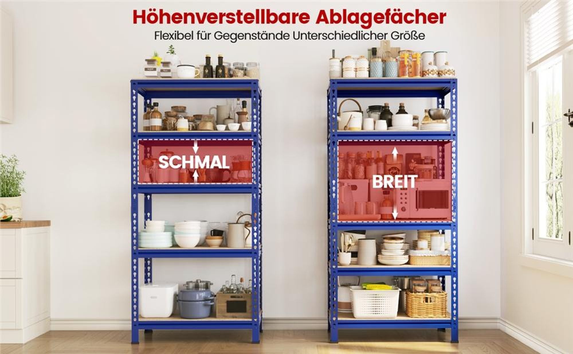 Yaheetech Schwerlastregal 150x70x30cm, max. 560 kg, 5 höhenverstellbare MDF-Böden, Lagerregal, Blau
