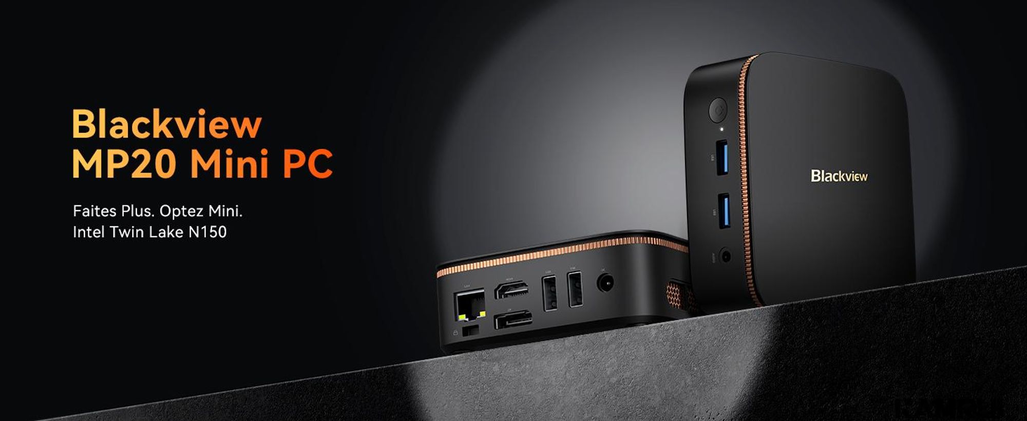 Blackview MP20 Intel Twin Lake N150 DesktopPC, Win11Pro 3,6 GHz, 16GB RAM 512GB SSD M.2 Mini ordinateur, 4K Dual Display,WiFi 6, pour la maison Bureau