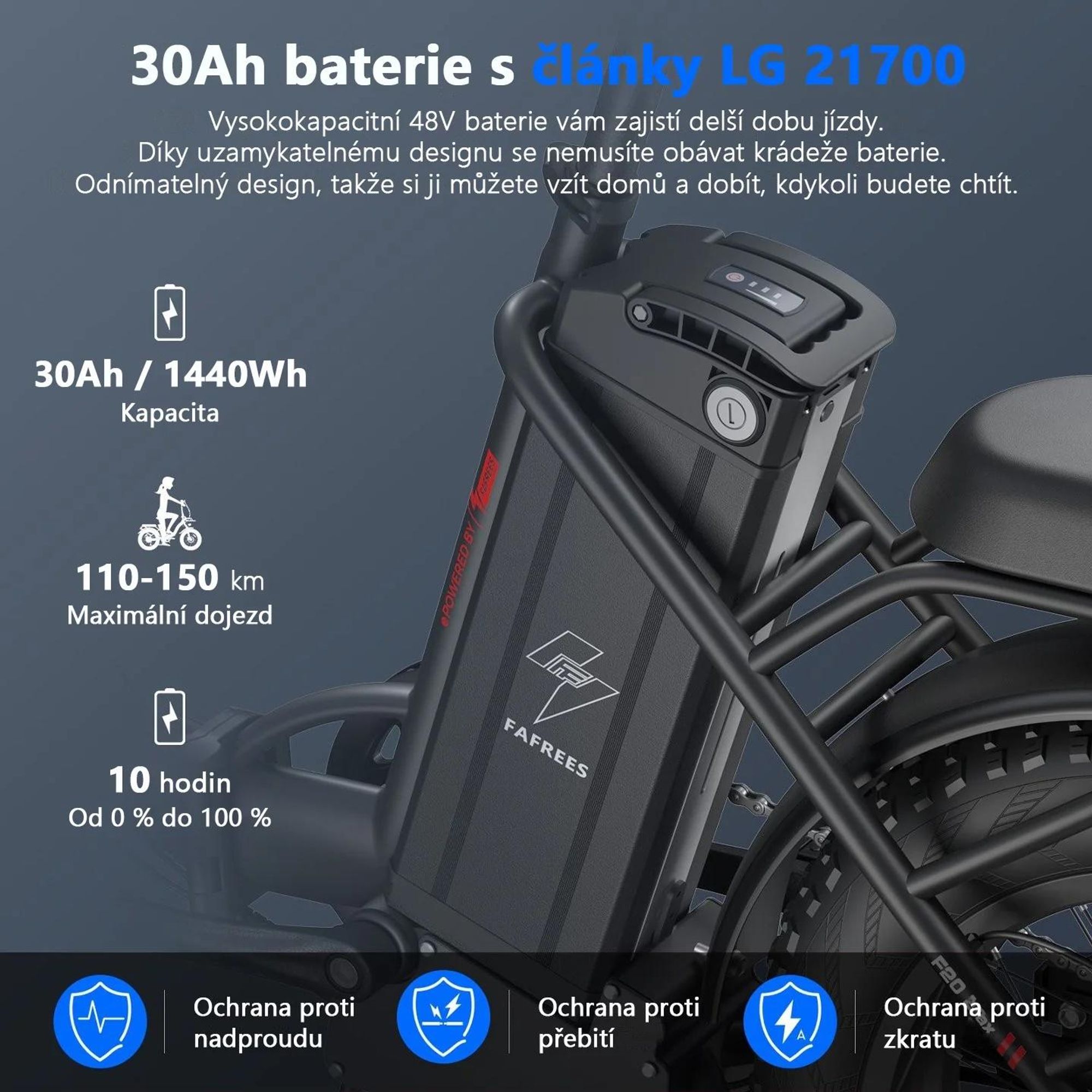 Elektrické kolo FAFREES F20 Max - Baterie 48V 30Ah, pneumatiky 20", mechanické kotoučové brzdy - Černá barva