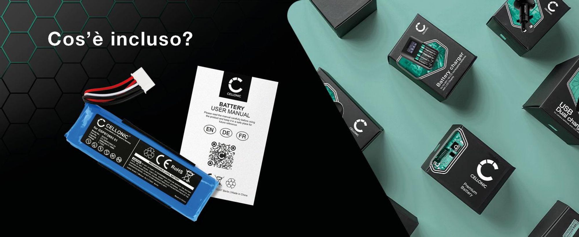 CELLONIC 1x Batteria per Altoparlante Compatibile con JBL Flip 4, Flip 4 Special Edition, GSP872693 01 – (3000mAh, 3.7V)