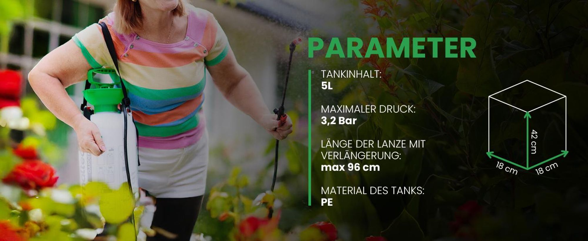 5 Liter Drucksprüher mit verstellbarer Düse für Garten Sprühgerät Pflanzenspritze 3,2 bar