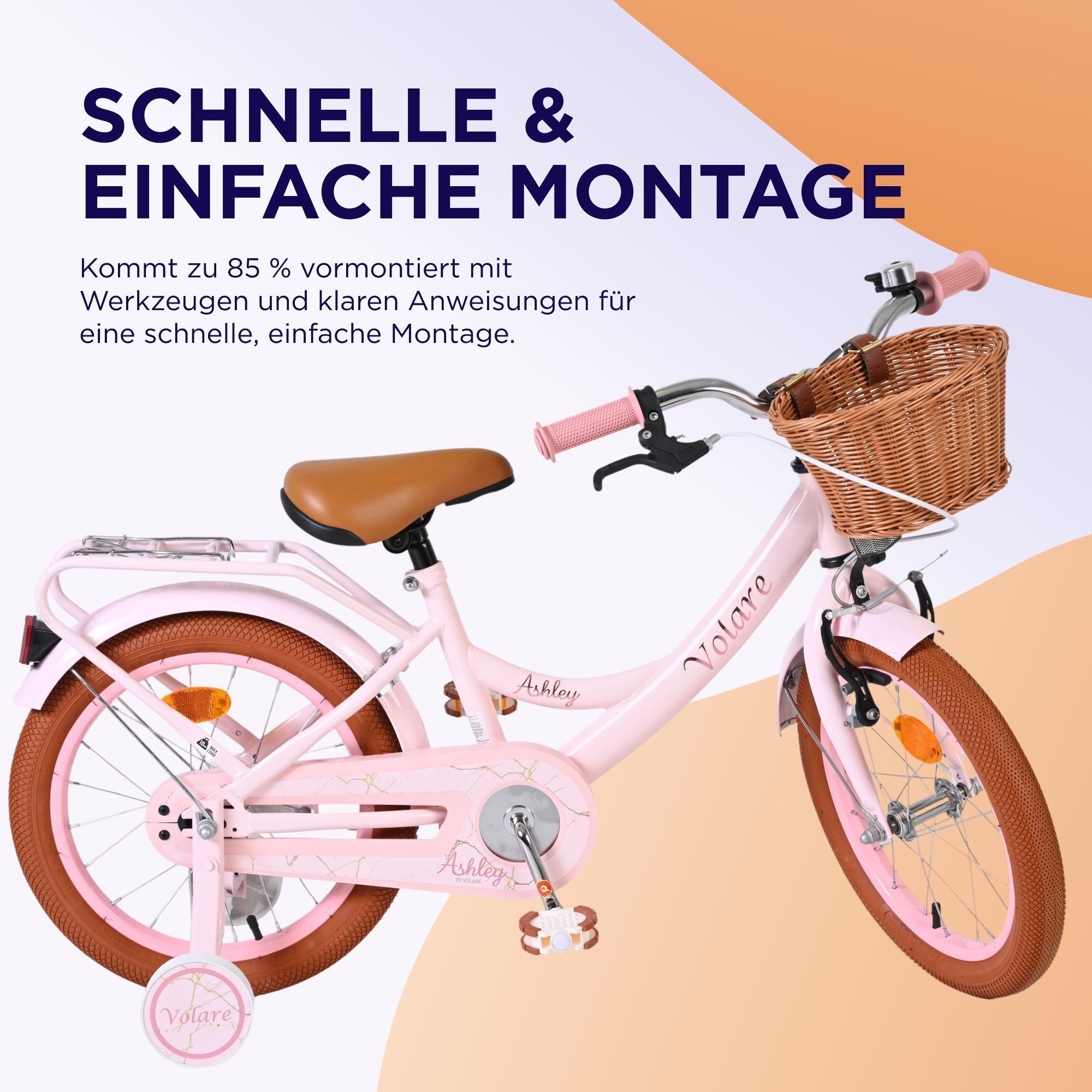 Volare Ashley Kinderfahrrad - Mädchen - 12 Zoll - Rosa