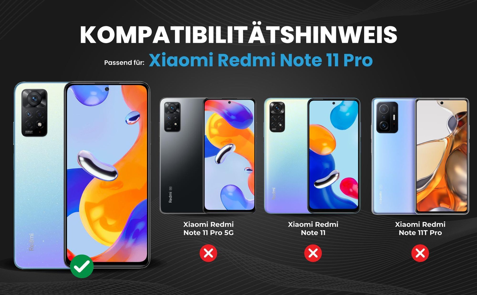 Kompatibilitätshinweise Hülle für Xiaomi Redmi Note 11 Pro