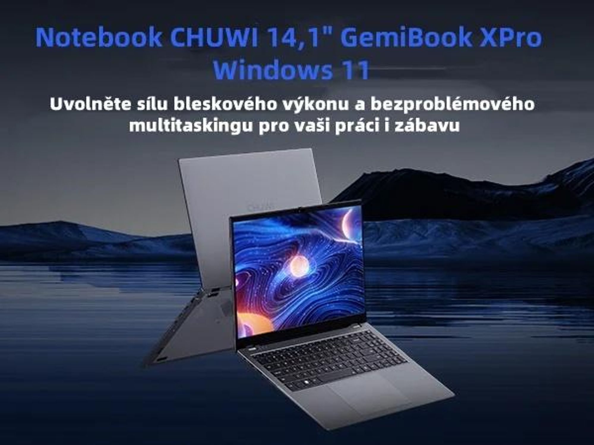 Notebook CHUWI GemiBook XPro - Procesorom Intel N100 Displej 14.1" Windows 11 8+256GB Batéria 5000mAh - Sivá