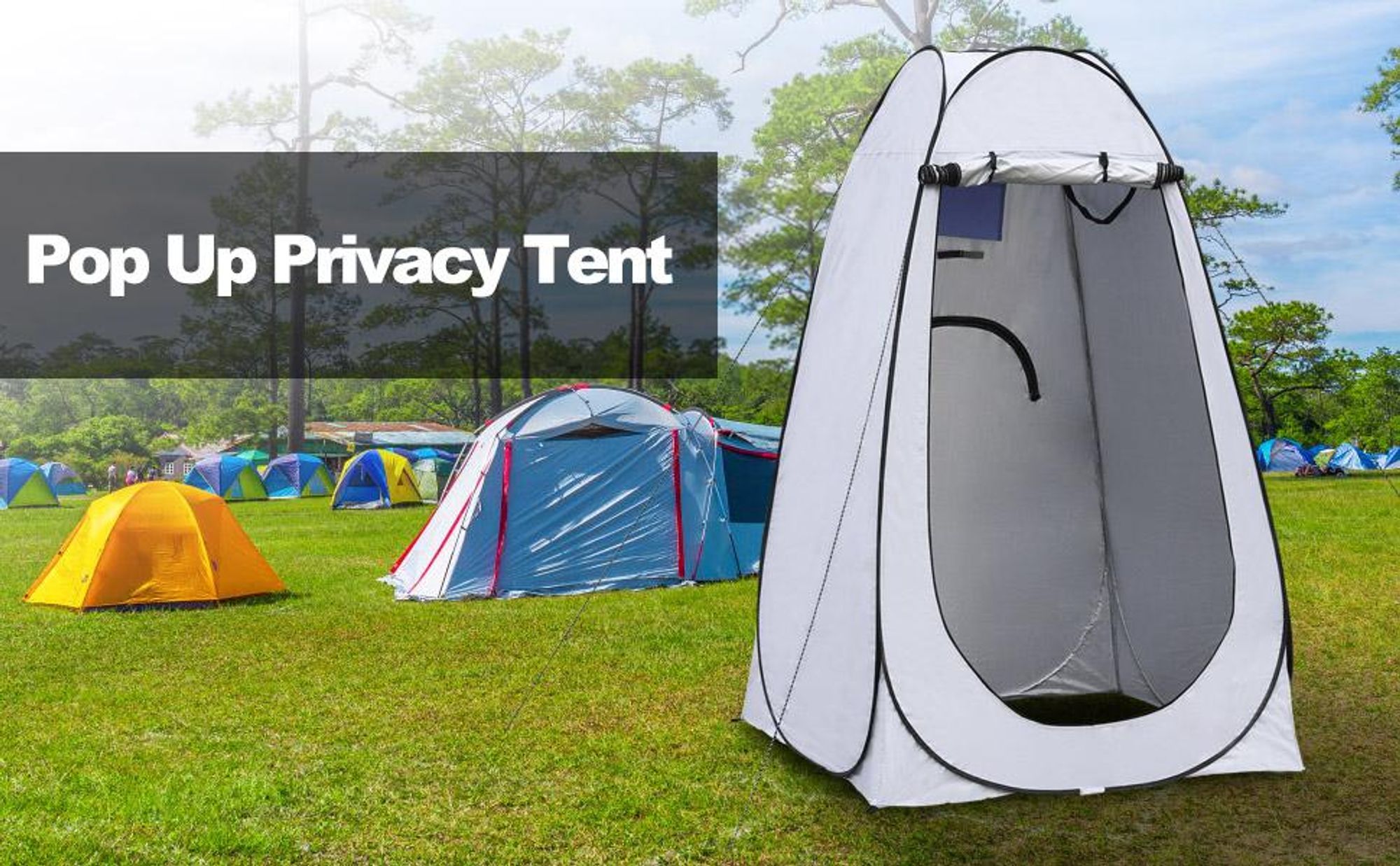CLIPOP Pop up Zelt, Duschzelt mit Tragetasche, Tragbares Umkleidezelt für Outdoor, Camping, 120x120x190 cm, Grau