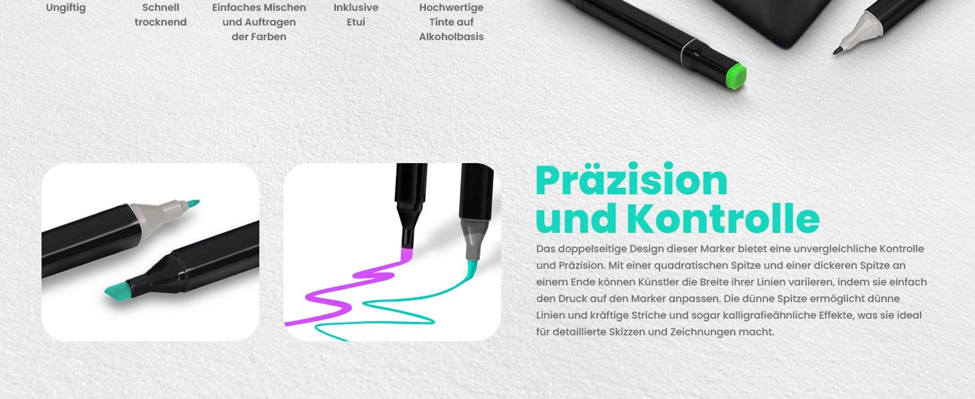 Extralink Alkoholmarker Set 100 Filzstifte Doppelseitig