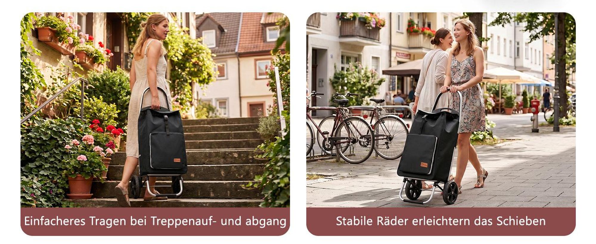 Sekey Klappbar Einkaufstrolley 2 Räder Aluminium, mit 50L Wasserdichter Tasche, Kühlfach, Schwarz