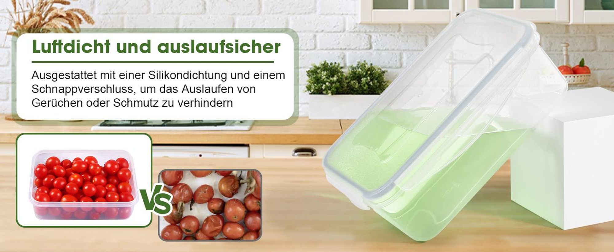YASHE Frischhaltedose mit Deckel, 8 Teiliges Plastik Vorratsdosen Set, BPA Frei,