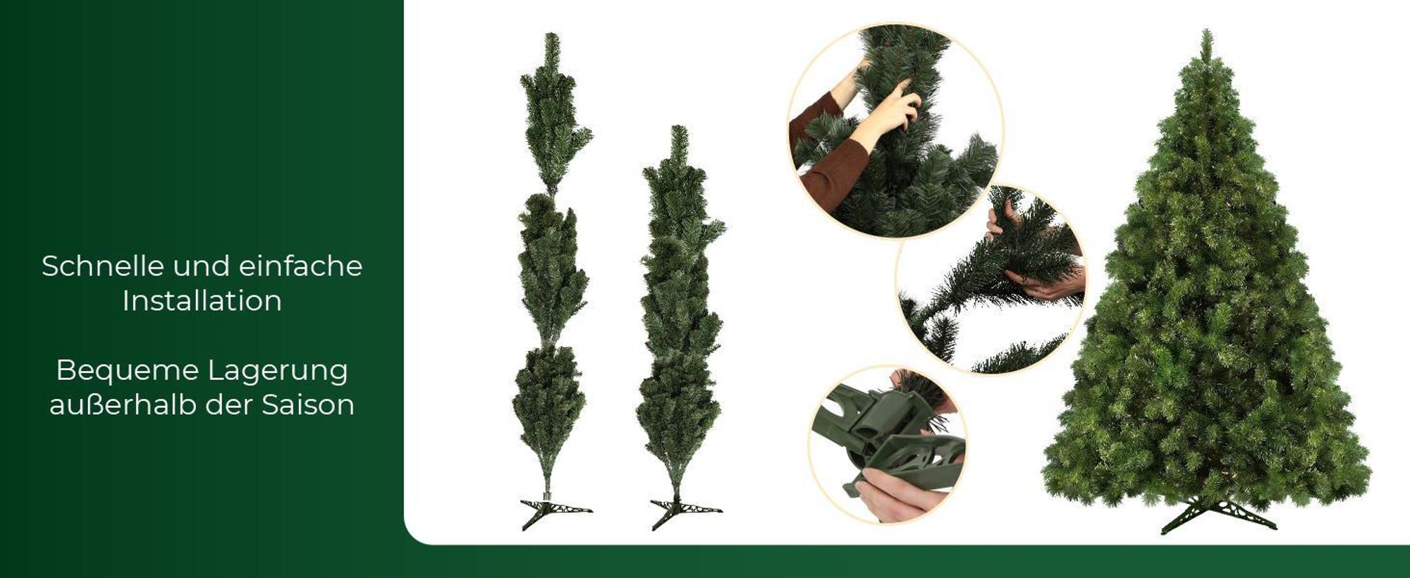 KADAX Künstlicher Weihnachtsbaum, Weihnachtsbaum, 220cm, Tanne, 295 Zweige