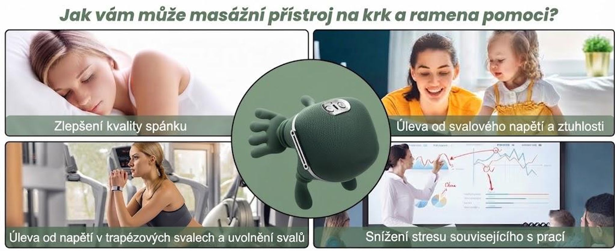 Masážní přístroj na krk s funkcí 4D, s možností ohřevu, elektrický masážní přístroj na ramena a krk, 3 úrovně intenzity, 2 úrovně ohřevu, nabíjení přes USB, pro relaxaci a wellness