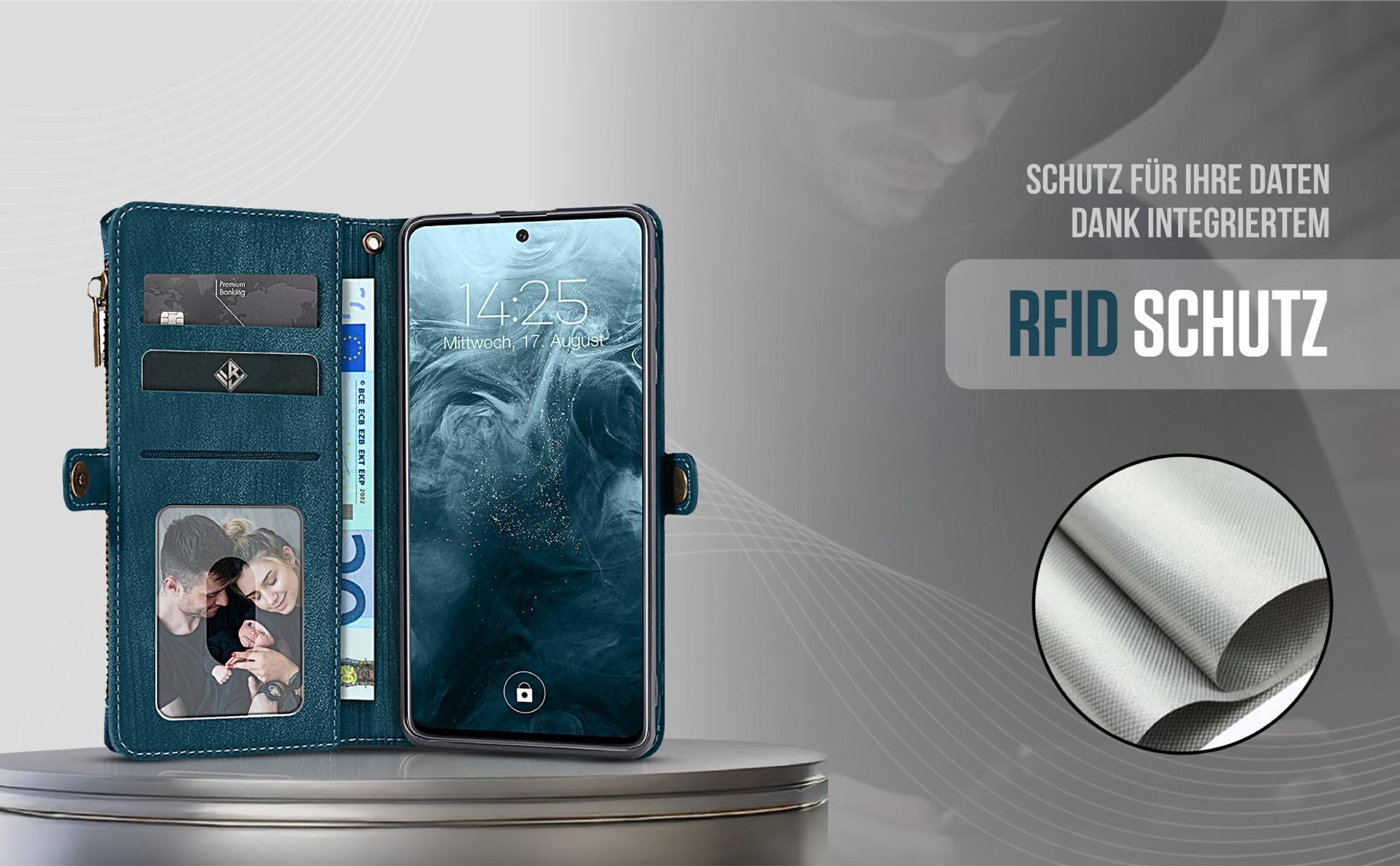 Geldbörse Handycase für Samsung Galaxy A17 / A17 5G mit Karten- und Geldfächern