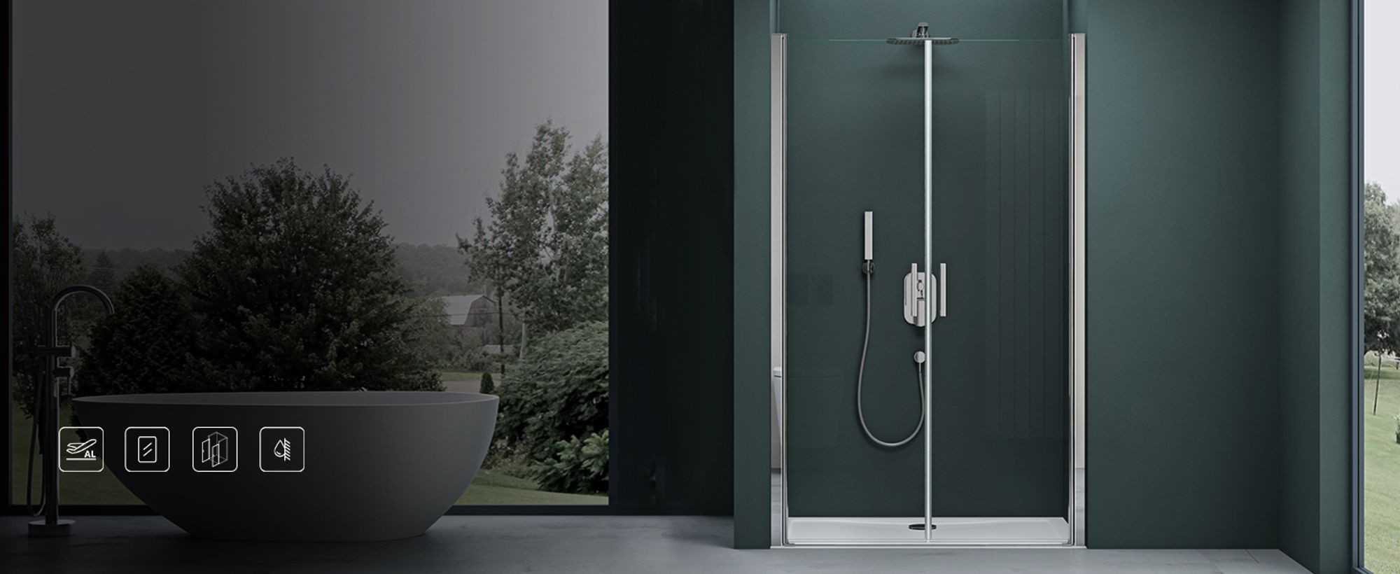 Mai & Mai Duschtür Nischentür dusche Duschabtrennung Duschkabine Schwingtür 180° Doppeltür 6mm ESG Nano-Beschichtung Vollsatiniert mit Hebe- und Senkmechanismus 100x195cm Ter24VS