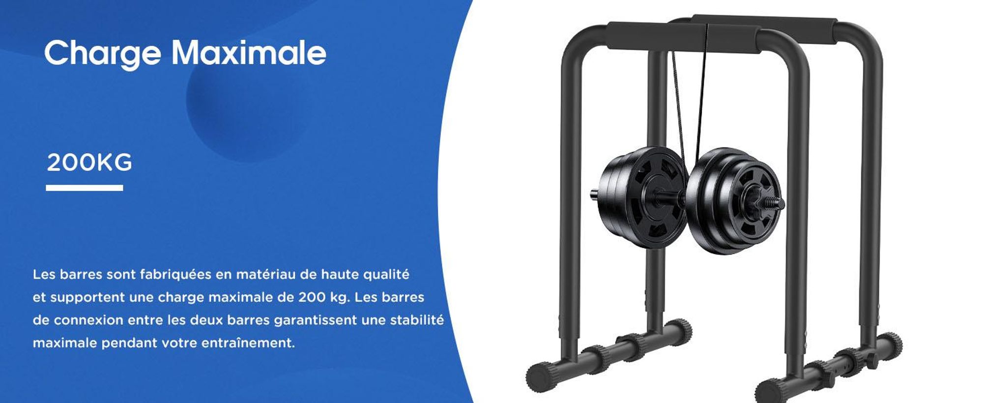 DH FitLife Dip Barren Bars – Station de Dip Réglable 80-100 cm, Équipement de Musculation pour Entraînement à Domicile et Calisthenics