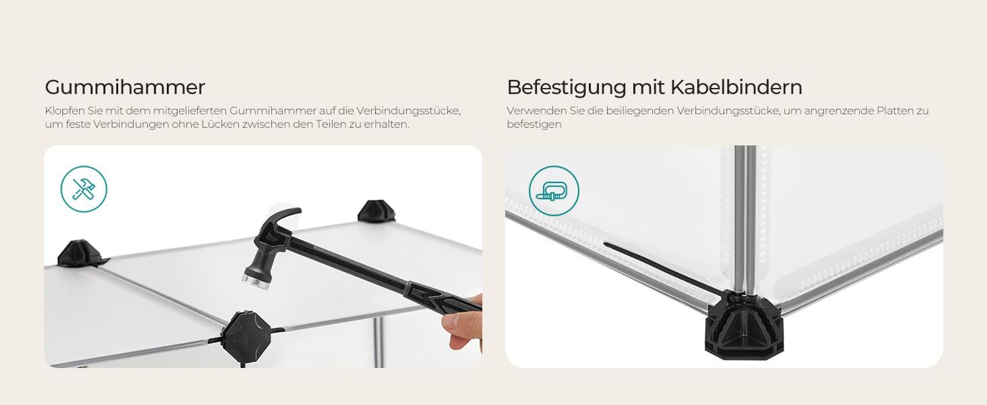 SONGMICS Kleintierkäfig, Freigehege mit Bodenplatten, 125 x 63 x 42 cm, weiß