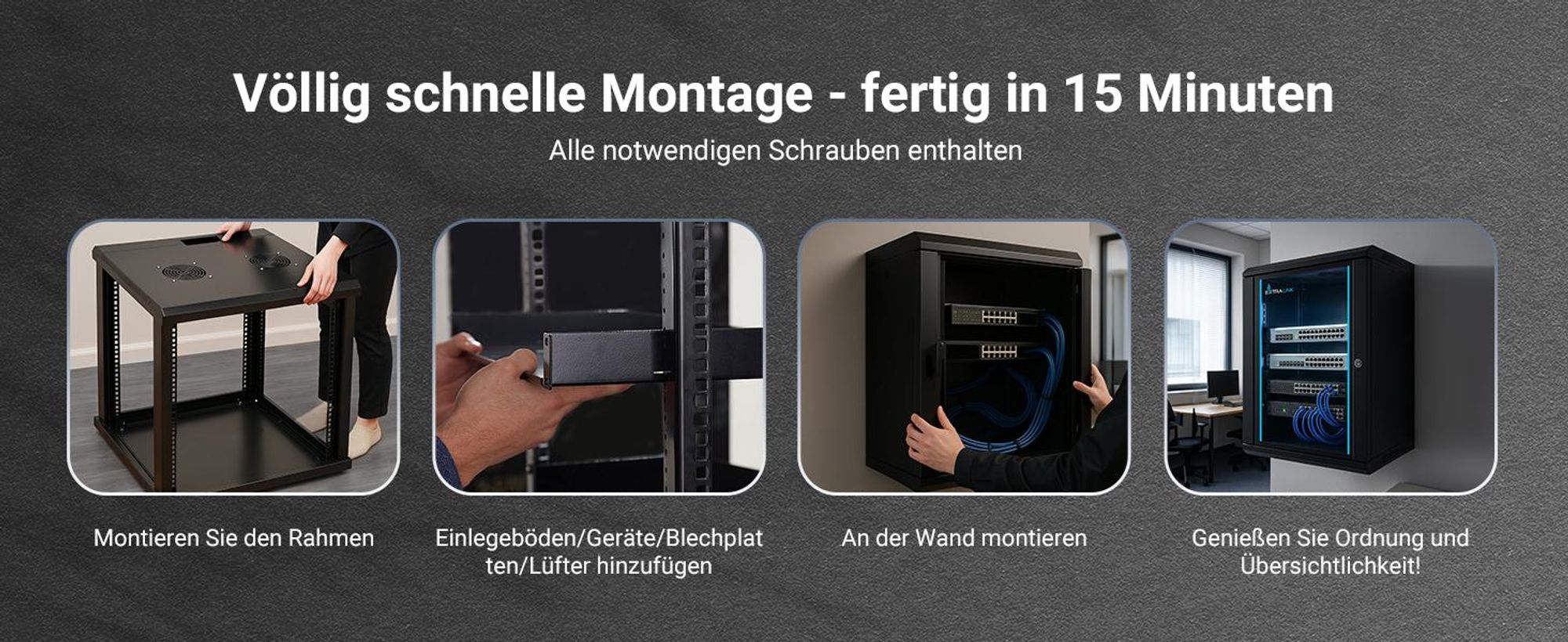 Extralink 19" Netzwerkschrank Serverschrank 12U 530x400mm Wandmontage + Fachboden