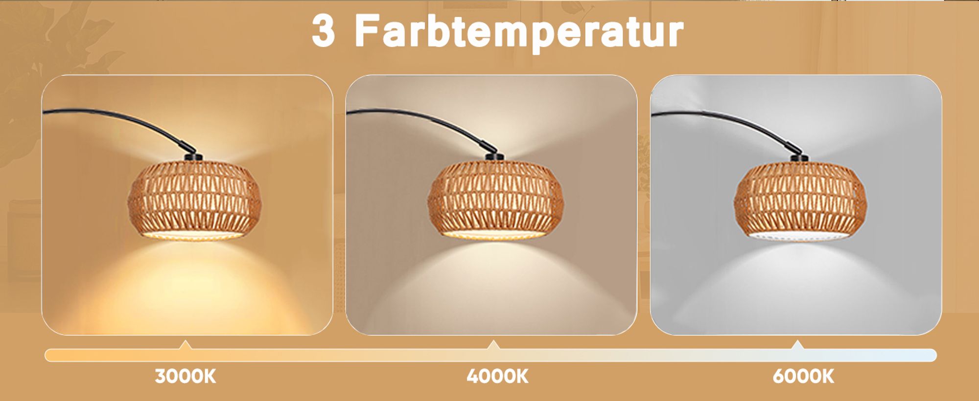 Rattan Stehlampe Boho Dimmbar Stehleuchte App-Steuerung Höhenverstellbar Standleuchte mit Fernbedienung für Schlafzimmer Wohnzimmer Büro