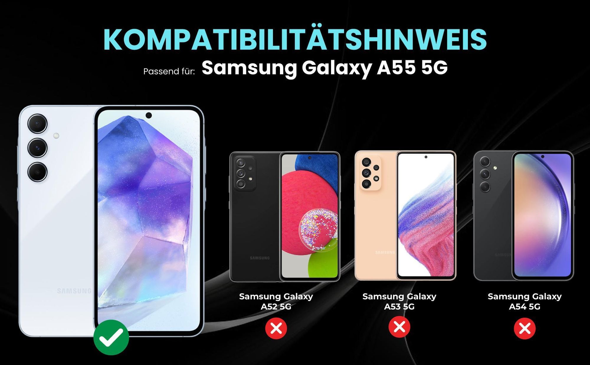 Kompatibilitätshinweise Hülle für Samsung Galaxy A55 5G