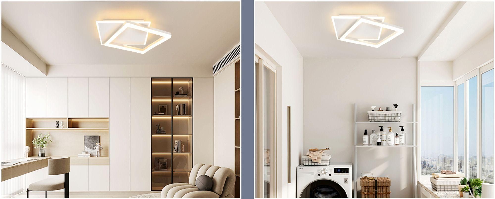 ZMH LED Deckenleuchte Weiß Wohnzimmer Dimmbar mit Fernbedienung Deckenlampe 44W Quadratisch Metall für Schlafzimmer Büro Küche Esszimmer