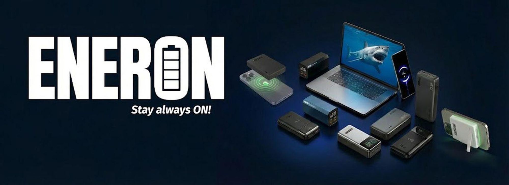 20000mAh Powerbank ENERON 100W Schnellladegerät 2x USB-C USB-A Akku Pack Tragbar