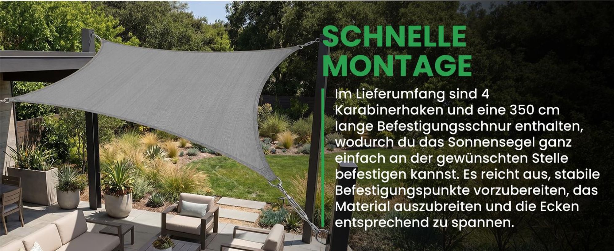 Sonnensegel Rechteckig 2x3m Sonnenschutz Wasserdicht Garten Balkon Terrasse