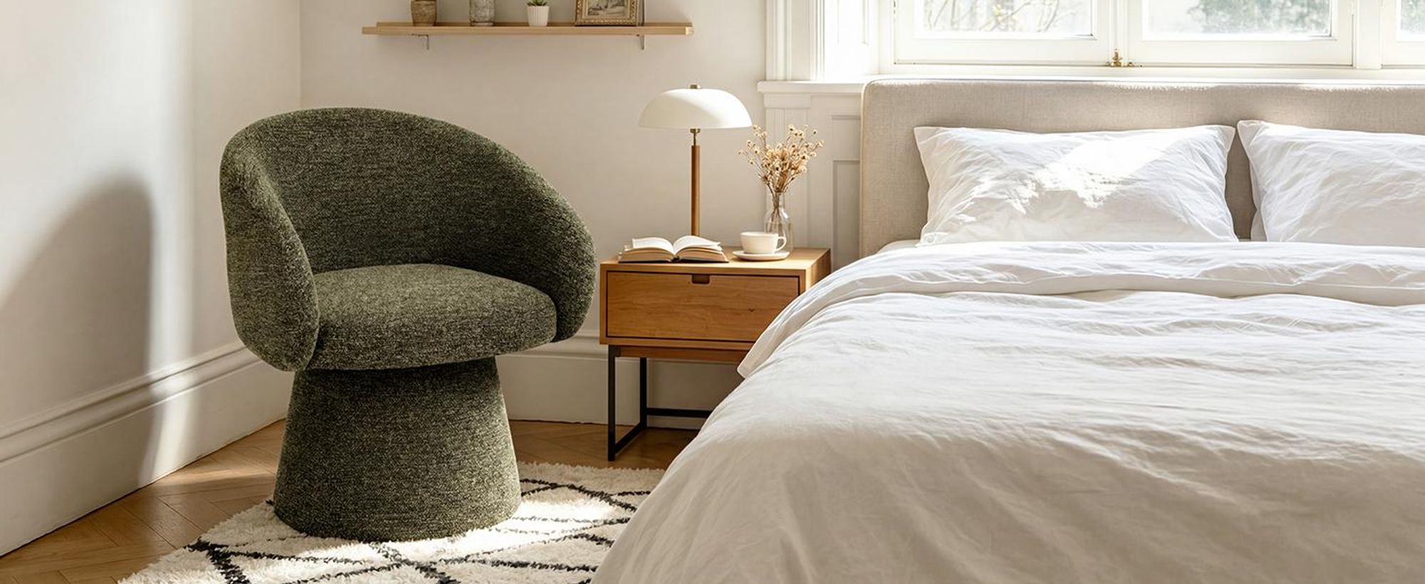 Duhome Sessel Wohnzimmer Grün Drehstuhl aus Bouclé Loungesessel Design Modern Polsterstuhl für Schlafzimmer Esszimmer Büro