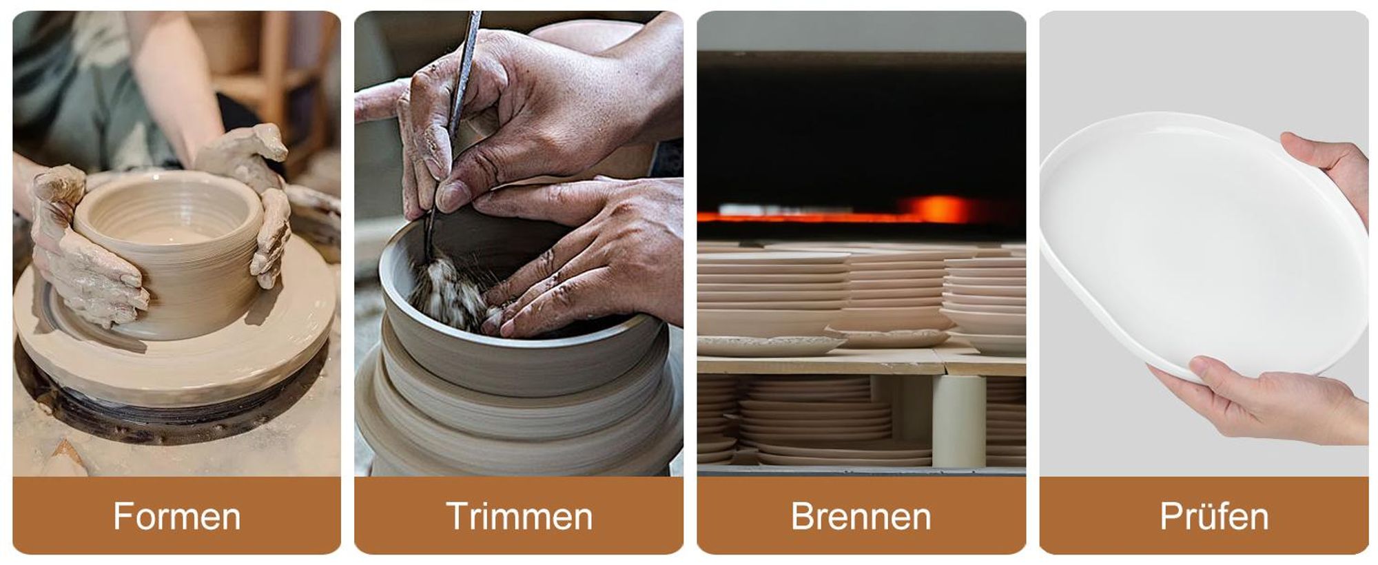 HOMELUX 24-tlg Kombiservice Porzellan Tafelservice für 6 Personen Geschirrset mit Speiseteller Dessertteller Suppenteller Salatschüsseln, Weiß+Khaki