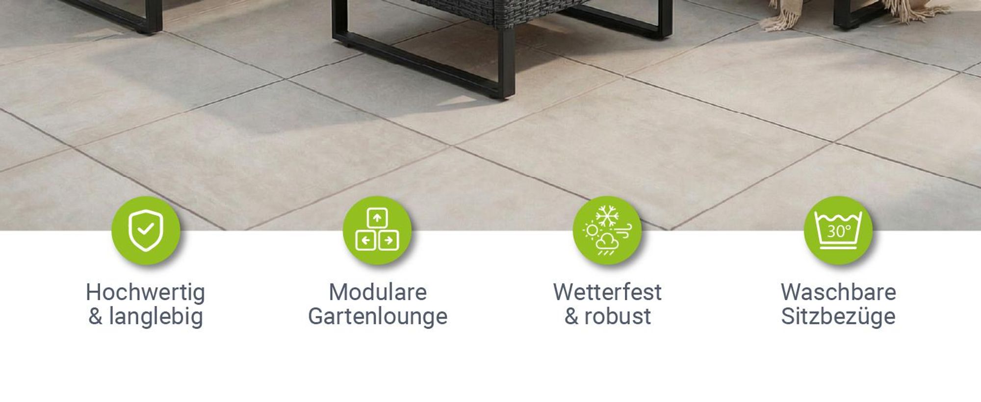 Juskys Polyrattan Lounge Santorini - Sitzecke mit Beistelltisch & Auflagenbox - Schwarz
