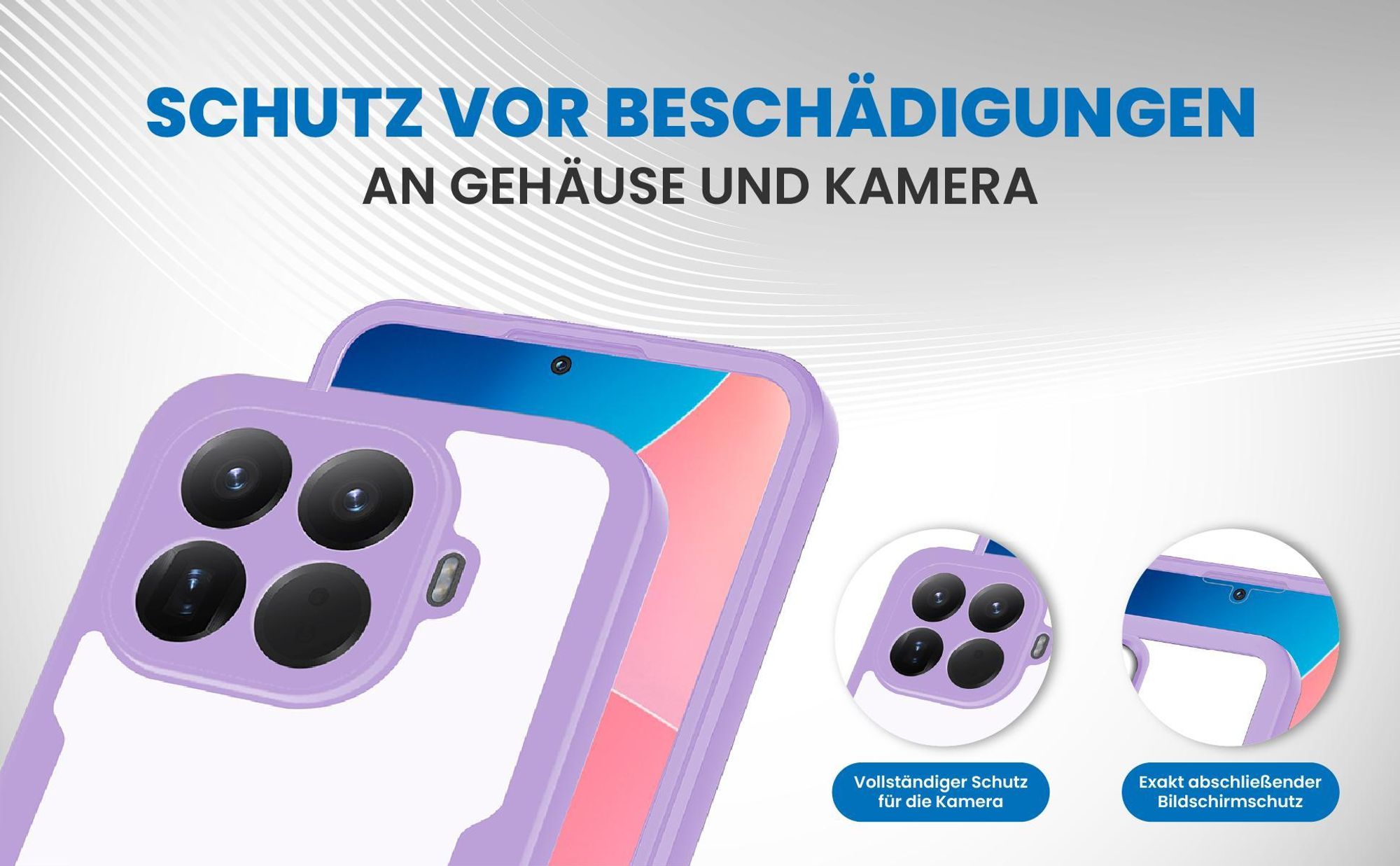 Violette 360 Grad Handyhülle für Xiaomi 15T Pro Front und Backcover