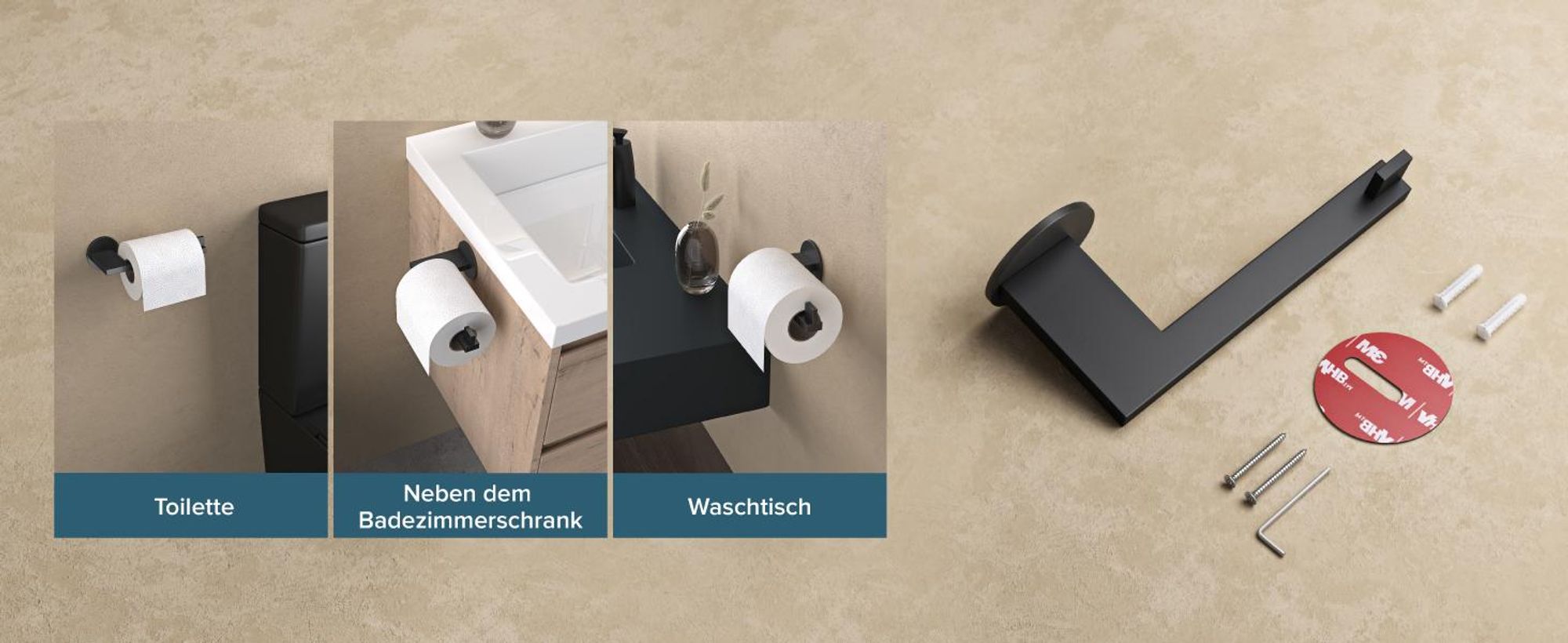 doporro Toilettenpapierhalter selbstklebend, Klopapierhalter aus Edelstahl ohne Bohren, Klorollenhalter für Badezimmer, Matt Weiß Lino-04
